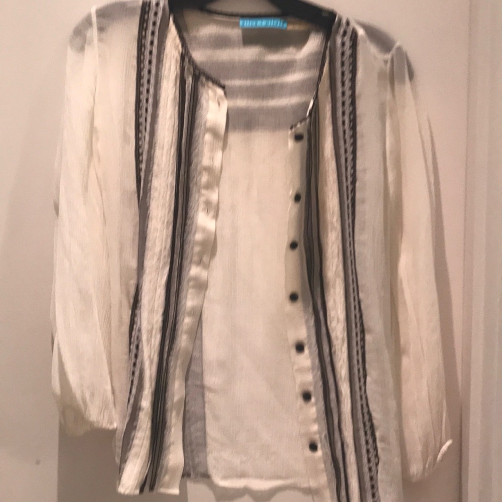 Sheer black and white blouse
